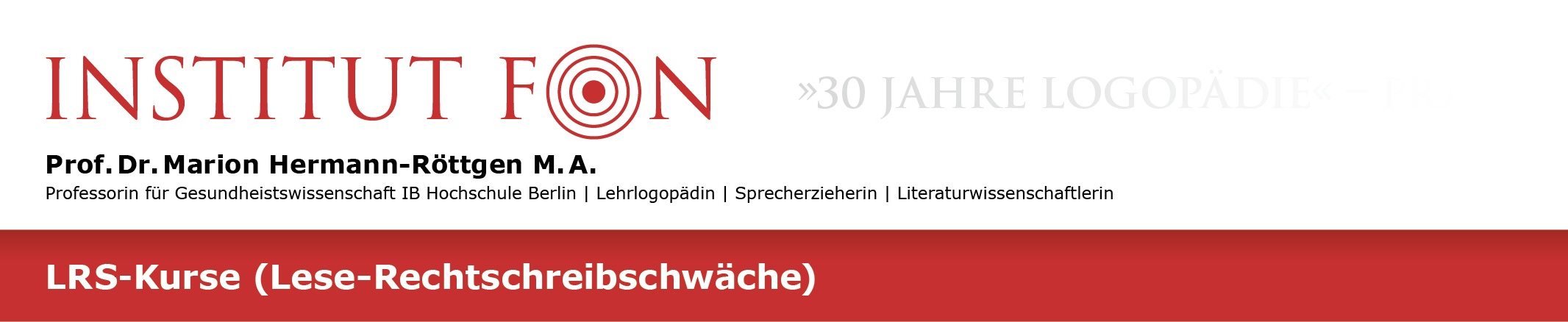 Institut FON, Kurs, LRS, Lese- und Rechtschreibschwaeche - Banner
